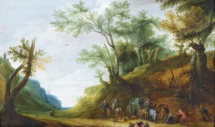 Ladrones atacando un carruaje